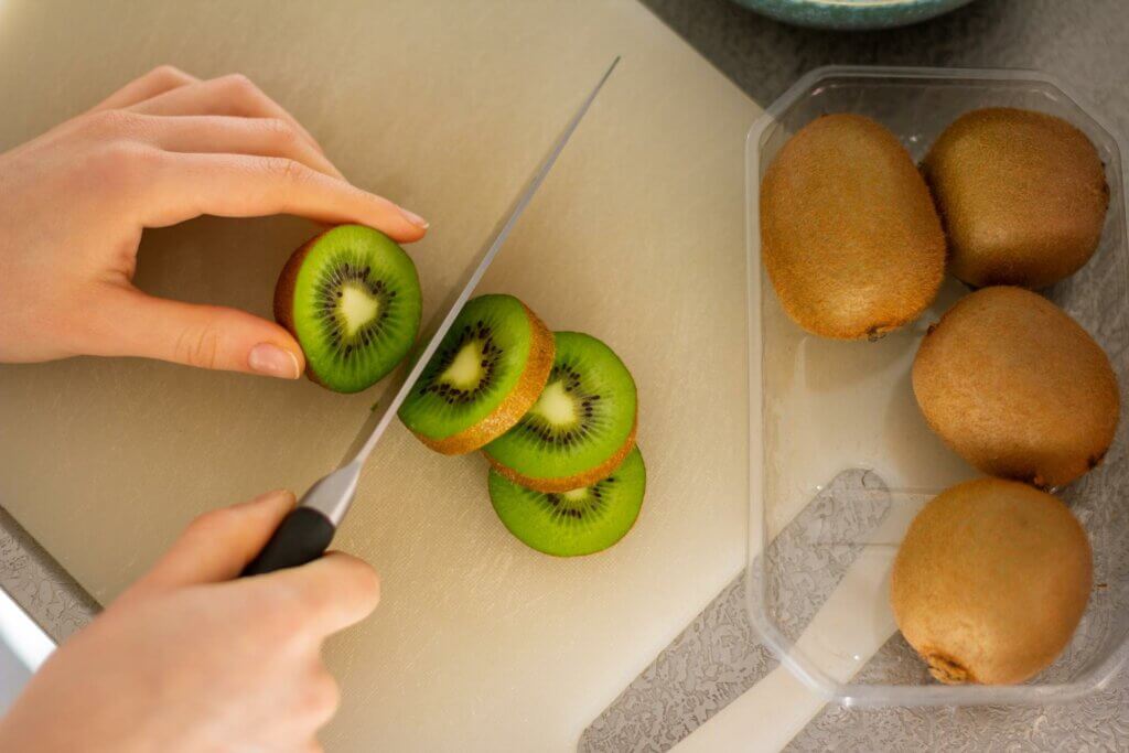 chopping the fruit